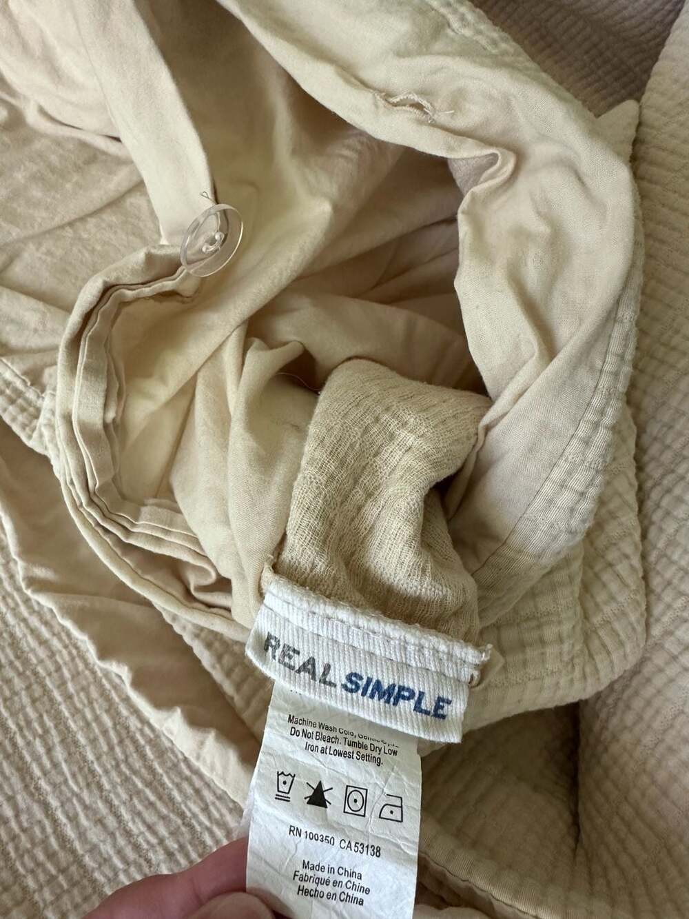 REAL SIMPLE King Size Textured Cotton Duvet Cover